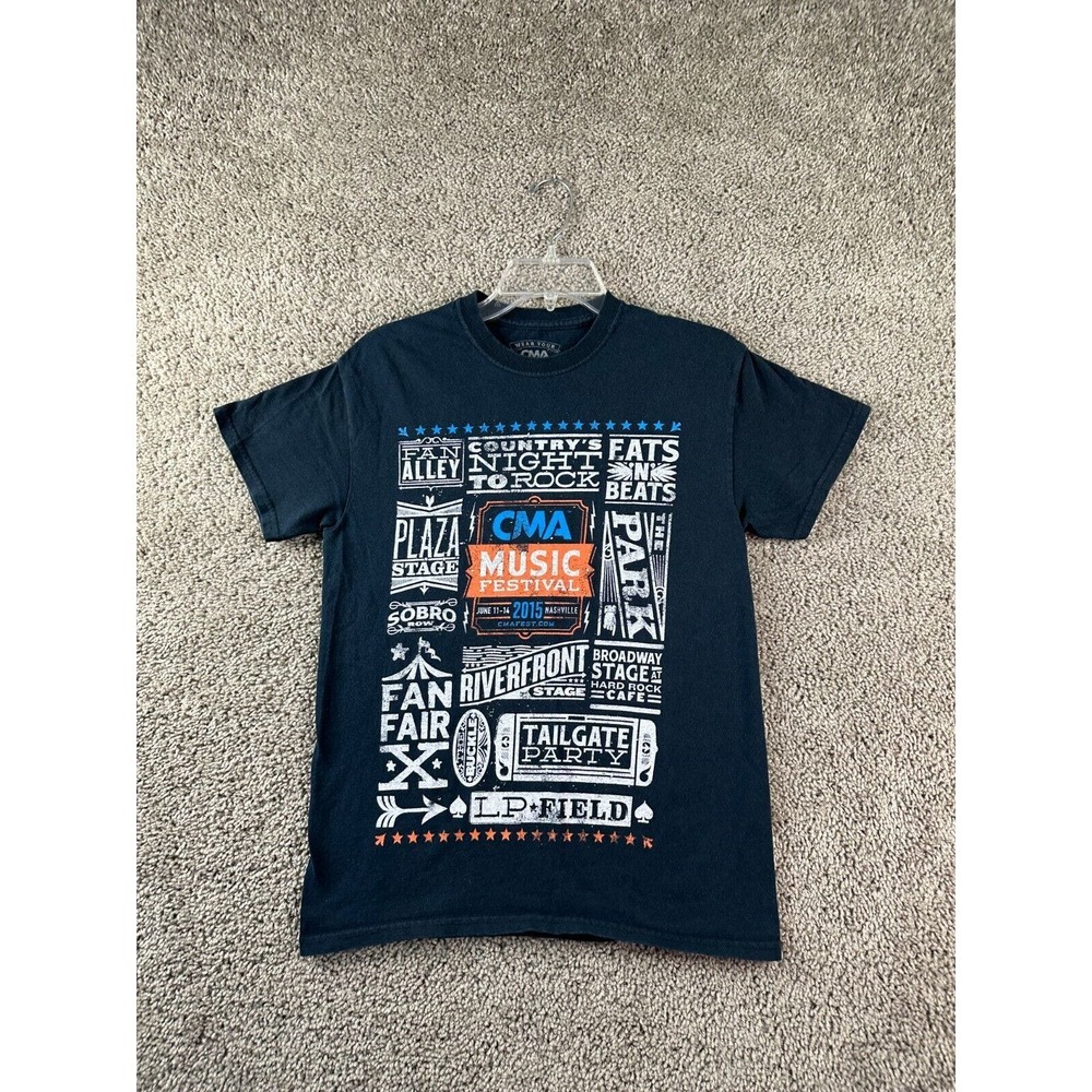 CMA Country Music Festival Shirt Mens Small Black White Short Sleeve Casual